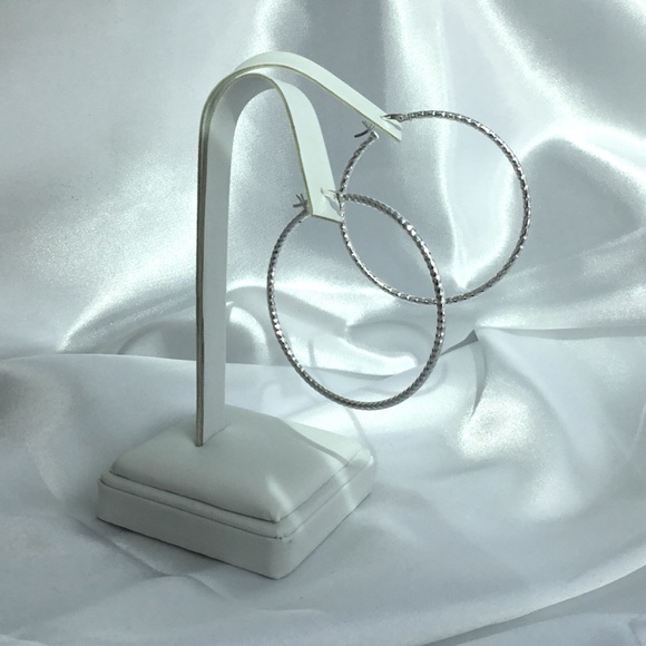 Sterling 50mm Twisted Tube Hoop Earrings - Picture 8 of 13
